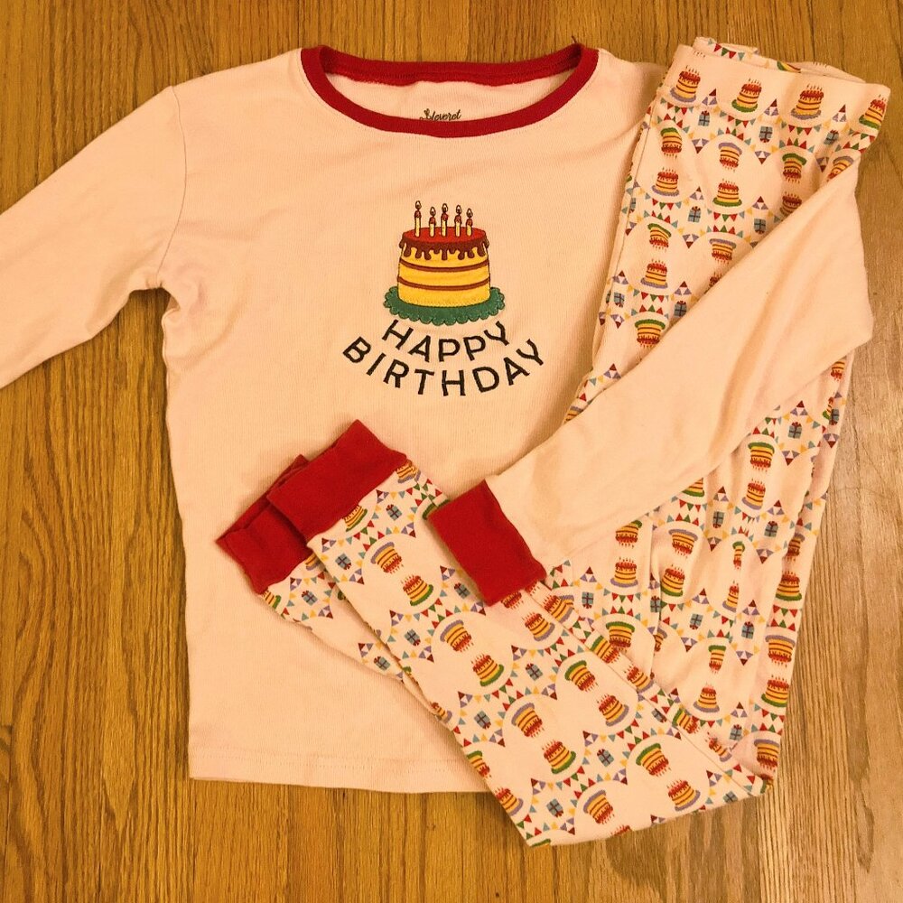 LEVERET Girls' Embroidered HAPPY BIRTHDAY LSl Pajamas ~ Sz 14